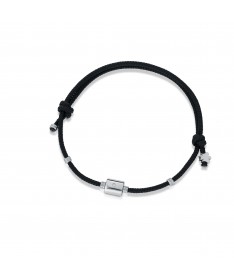 BRACCIALE CON ELEMENTO E ANGELO IN ARGENTO, DIAMANTE E CORDINO NERO