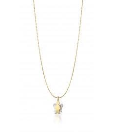 COLLANA CON PENDENTE ANGELO IN ORO GIALLO E ALI DIAMANTATE IN ORO BIANCO