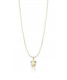 COLLANA CON PENDENTE ANGELO IN ORO GIALLO E ALI DIAMANTATE IN ORO BIANCO 