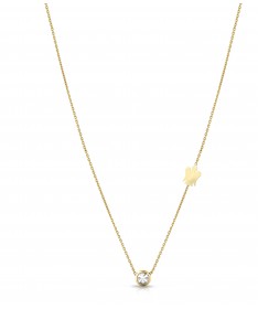 GIROCOLLO CON ANGELO IN ORO GIALLO E PUNTO LUCE IN ORO BIANCO DIAMANTATO