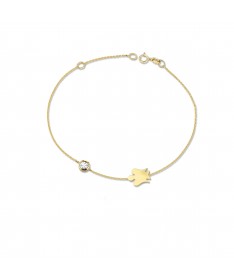 BRACCIALE CON ANGELO IN ORO GIALLO E PUNTO LUCE IN ORO BIANCO DIAMANTATO