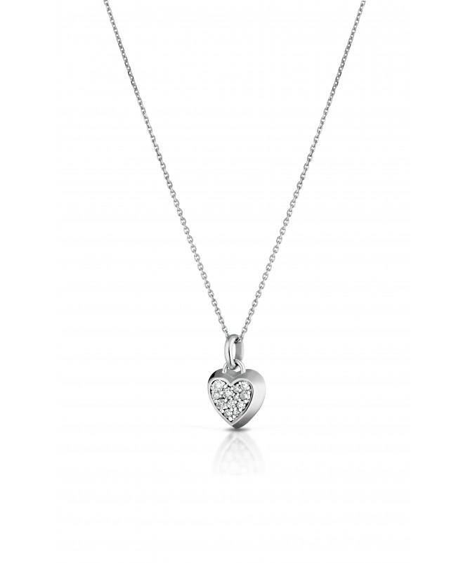 GIROCOLLO CON PENDENTE CUORE IN ORO BIANCO E DIAMANTI