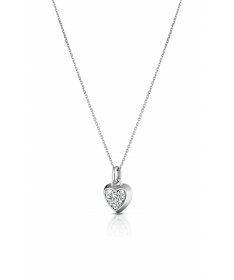 GIROCOLLO CON PENDENTE CUORE IN ORO BIANCO E DIAMANTI