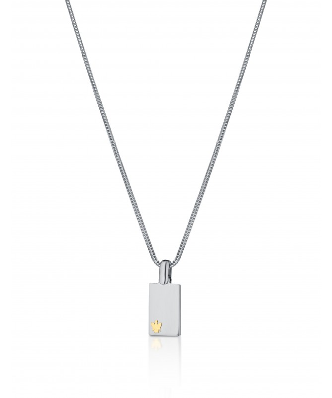COLLANA IN ARGENTO, PENDENTE CON ANGELO IN ORO GIALLO