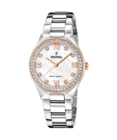 FESTINA ENERGIA SOLARE F20658/1 CREMA ACCIAIO INOSSIDABILE 316L, DONNA